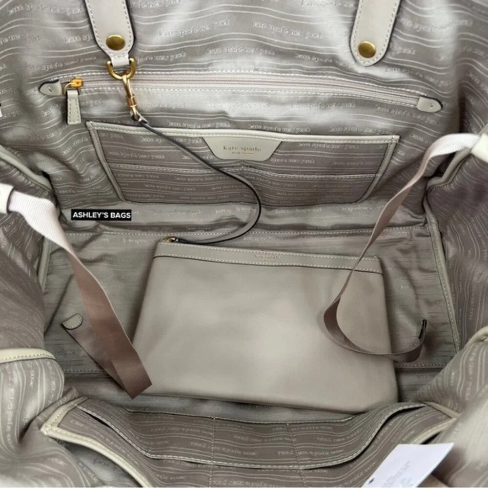 Kate Spade Everything Racing Stripe Faux Shearling Large Tote In Cream Multi
